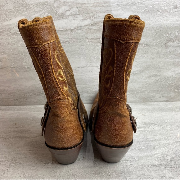 Old gringo brown crackle leather rustic vintage cowboy boots 6.5 - Picture 6 of 10
